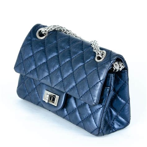 chanel patent metallic blue flap|chanel 2.55 reissue flap.